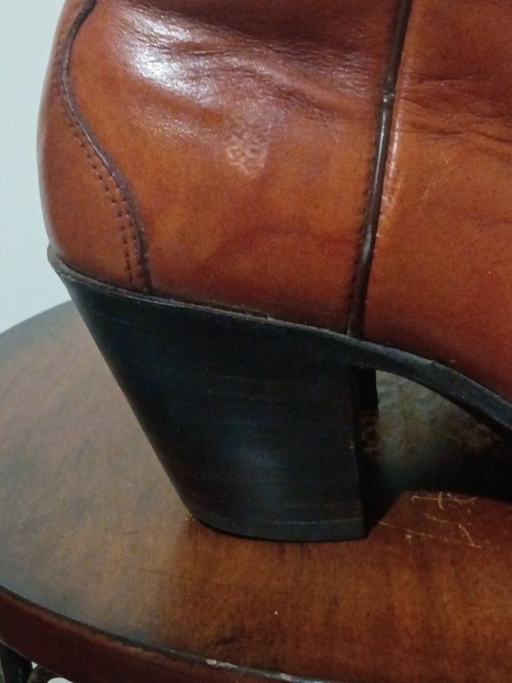 Vintage Justin Western Style L4417 Womens Sz 5B Cowboy Boots Brown Stacked Heel - Picture 6 of 13